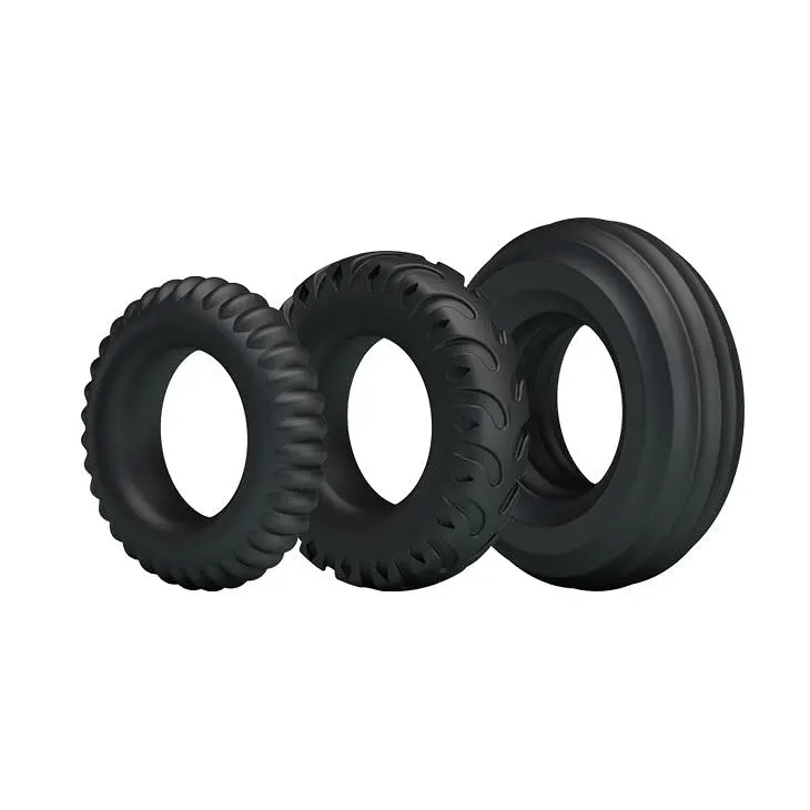 Набір ерекційних кілець Baile Three Cock Rings, 3 шт (чорний) - фото 3