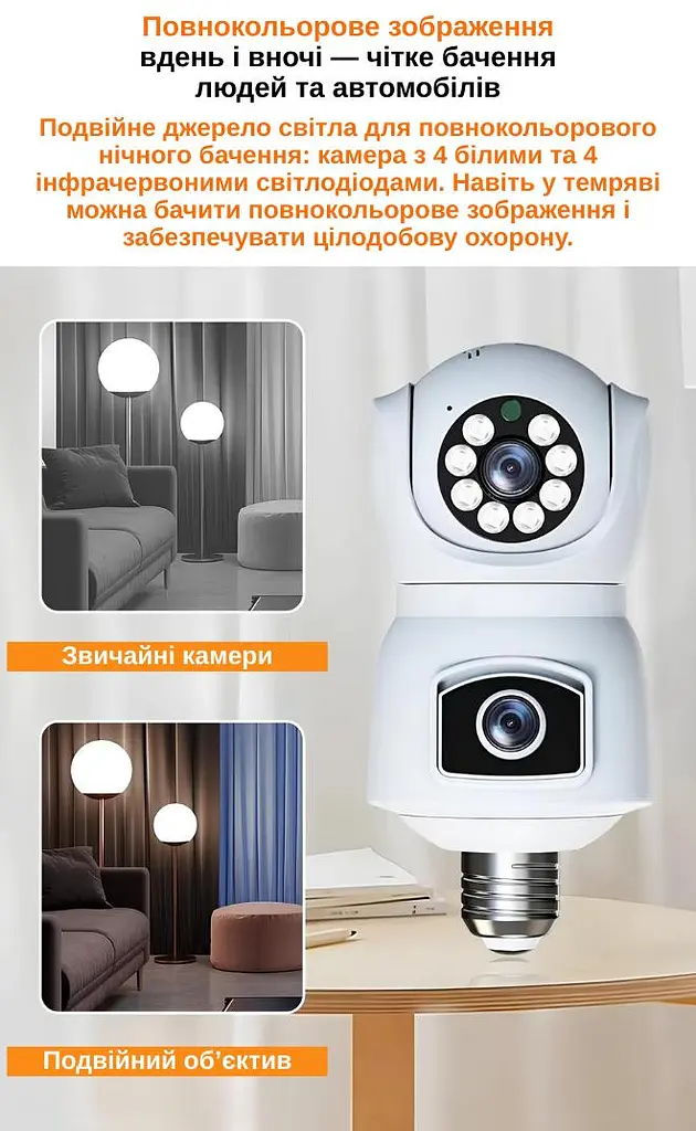 IP-камера цокольная с двойным объективом XON SmartCam Wi-Fi 1080P (GBWEW22VW 3718) Белая - фото 13