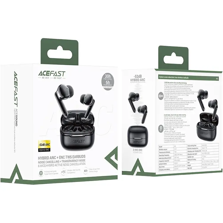 Наушники TWS Acefast W5 hybrid noise reduction black - фото 5