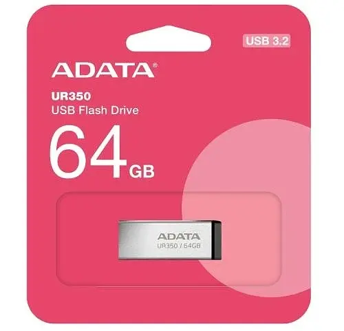 Флеш-накопичувач USB 64Gb UR350, Silver/Black, USB 3.2 Gen 1, до 100 МБ/с (UR350-64G-RSR/BK) ADATA teh0029094 - фото 4