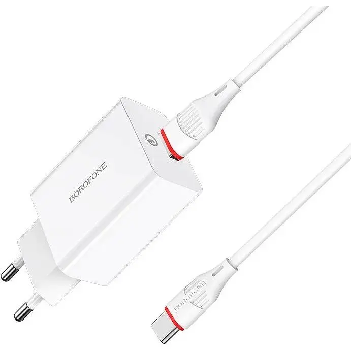 Зарядний пристрій Borofone BA21A Long jorney QC3.0 3A 18W з BX17 Type-C cable white - фото 3