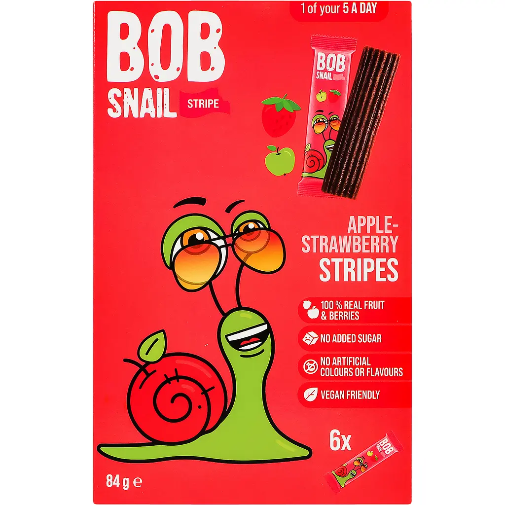 Цукерки фруктово-ягідні Bob Snail Яблучно-полуничний страйп 84 г (6 шт. х 14 г) - фото 2