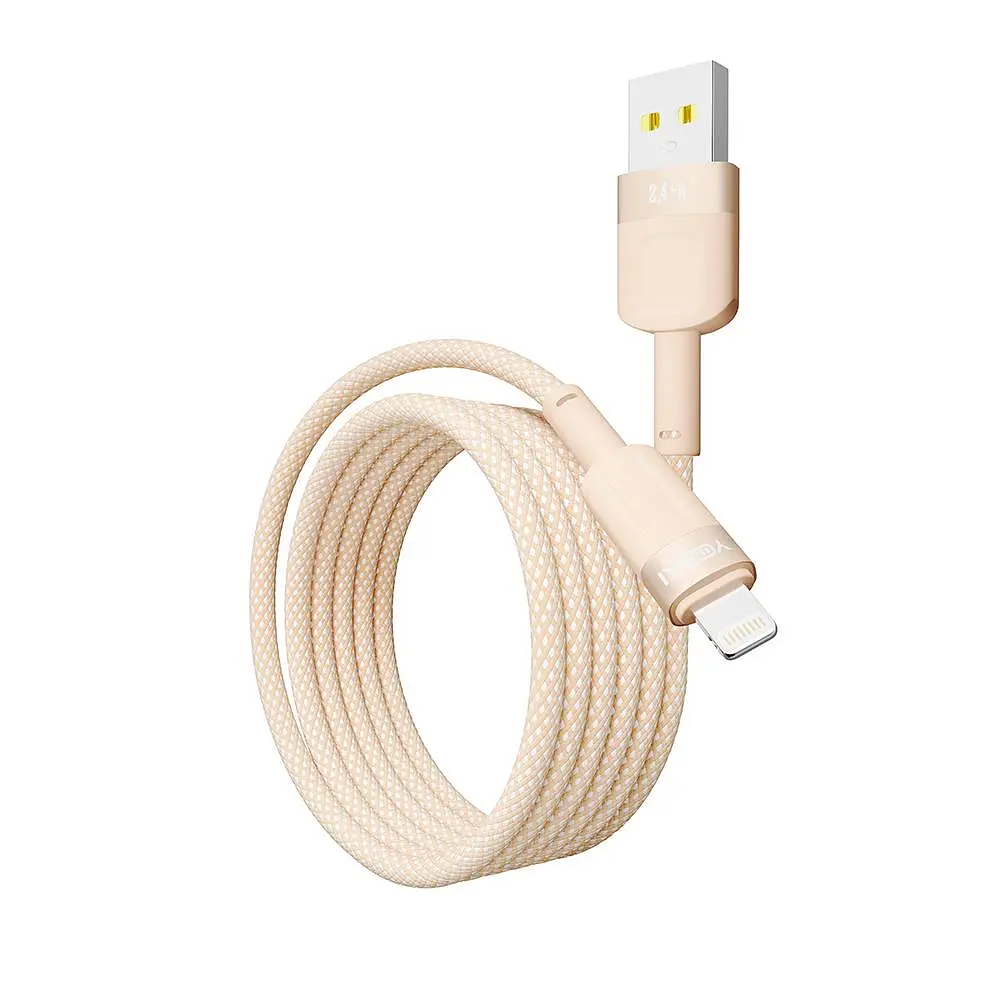 Кабель для заряджання та обміну даними Yoki YK-ST41 STYLE Series USB/Lightning 12W 2.4A/5V 1.2 м Помаранчевий - фото 4