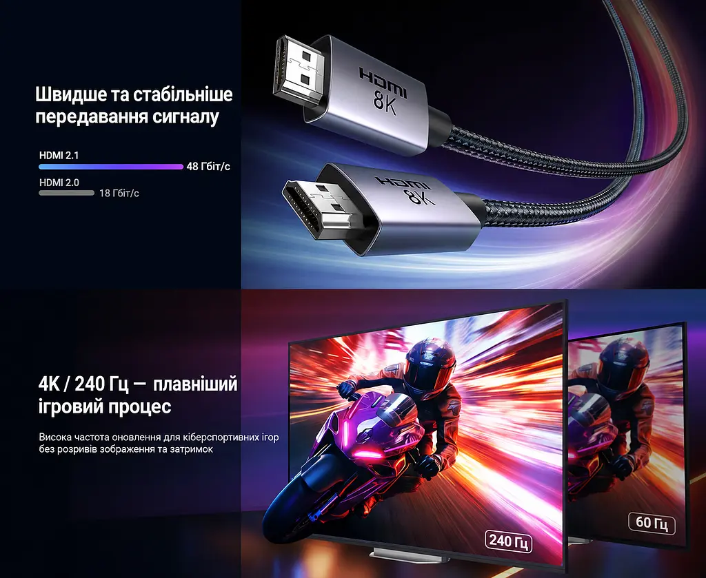 Кабель HDMI UGREEN HD171 2.1 8K 60 Гц 2 м чорний (25910) - фото 10