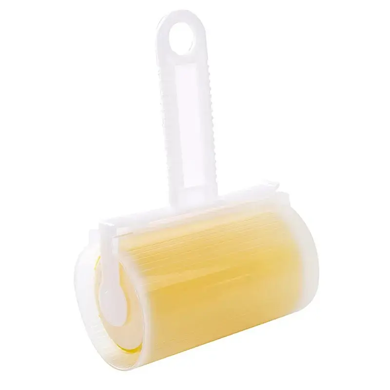 Багаторазовий липкий ролик для чищення одягу Semi Sticky roller for clothes з чохлом, Yellow - фото 2