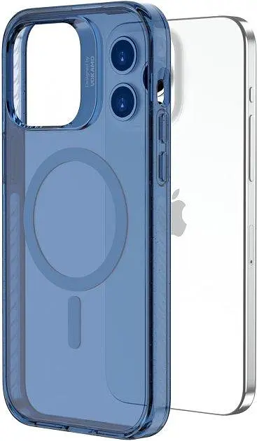 Защитный чехол Vokamo для iPhone 15 Plus с магнитным кольцом голубой (NVK010859) - фото 2