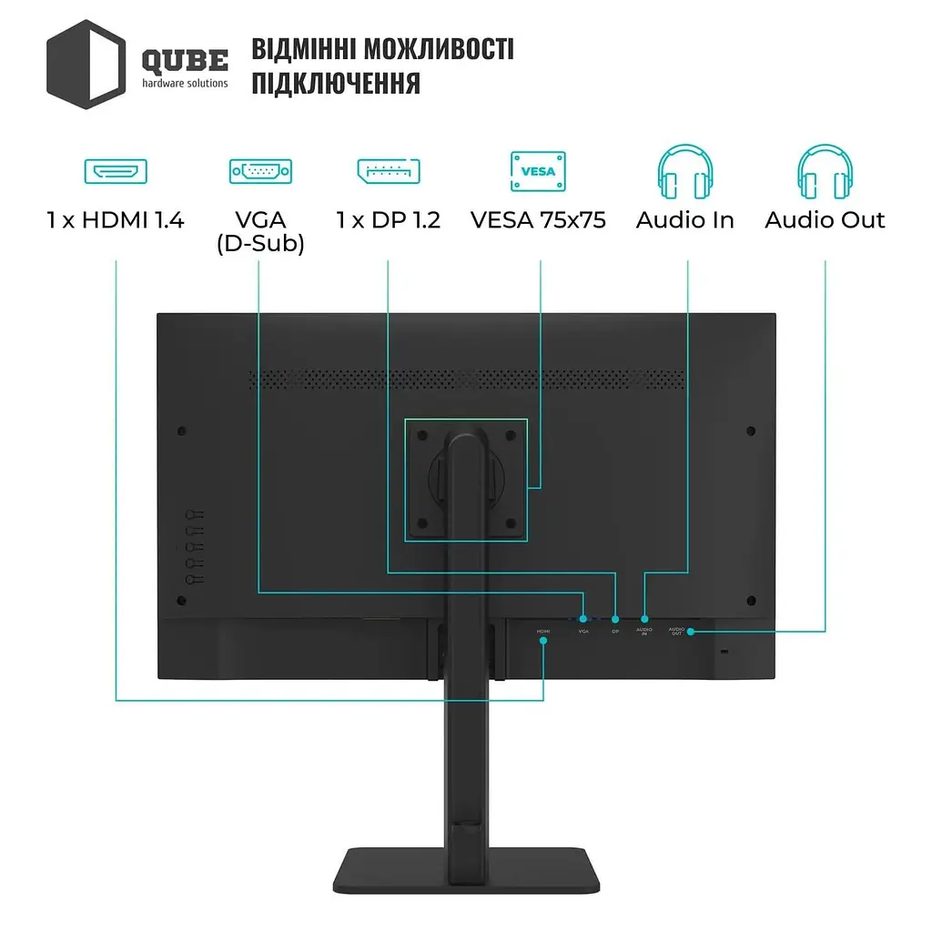 Монитор QUBE 24" B24F120HS FHD IPS 120Hz (B24F120HS) - фото 4