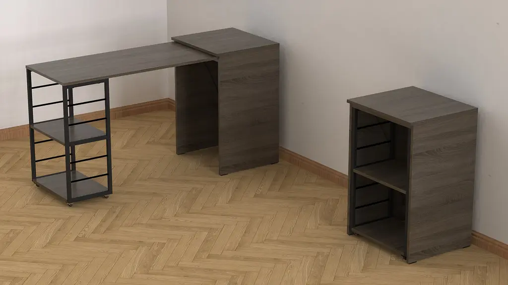 Стол-тумба трансформер Смарт 2/2 Ferrum-decor 750x1450x600 Черный металл ДСП Дуб Сонома Трюфель 16 мм (FRD-105106) - фото 8