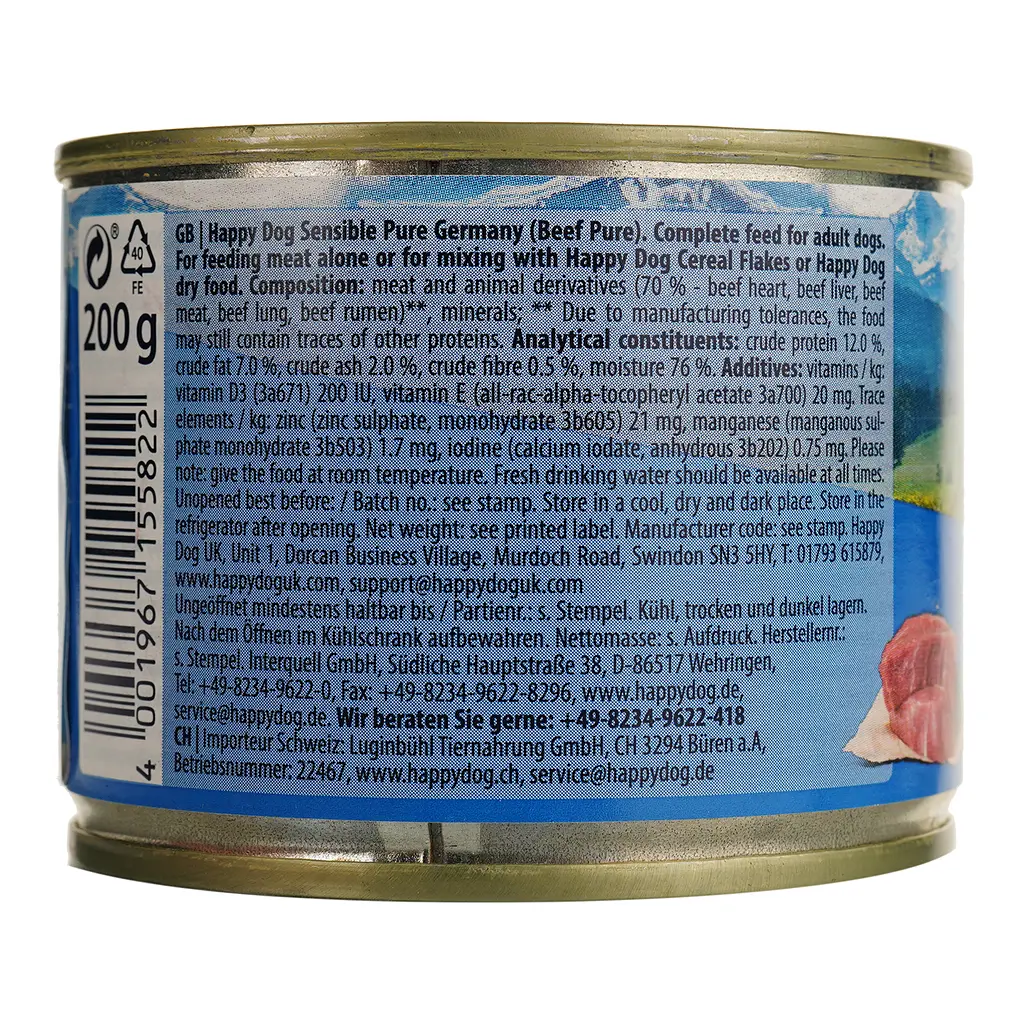 Влажный корм для собак Happy Dog Sens Pure Rind, с говядиной, 200 г - фото 4