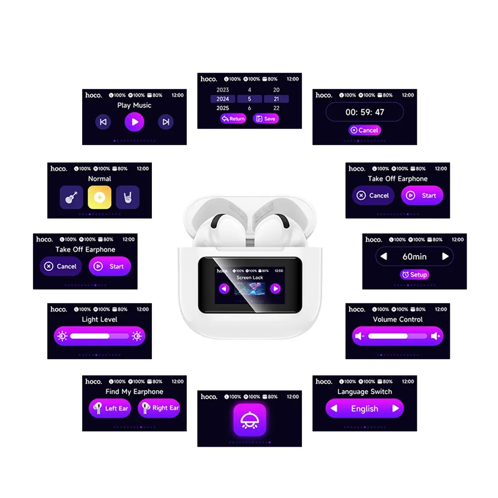 Навушники бездротові Hoco EW73 TWS, TouchScreen, BT5.4, мікрофон, вкладиші, White - фото 5