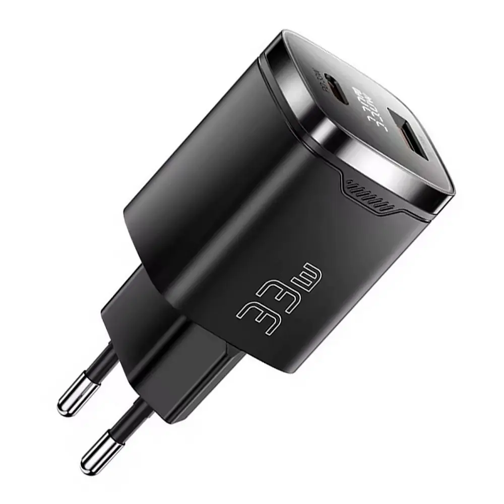 Мережевий зарядний пристрій Essager Gamet 33W GaN Digital Display A+C Чорний (ECT33W-GMB01-Z) - фото 2