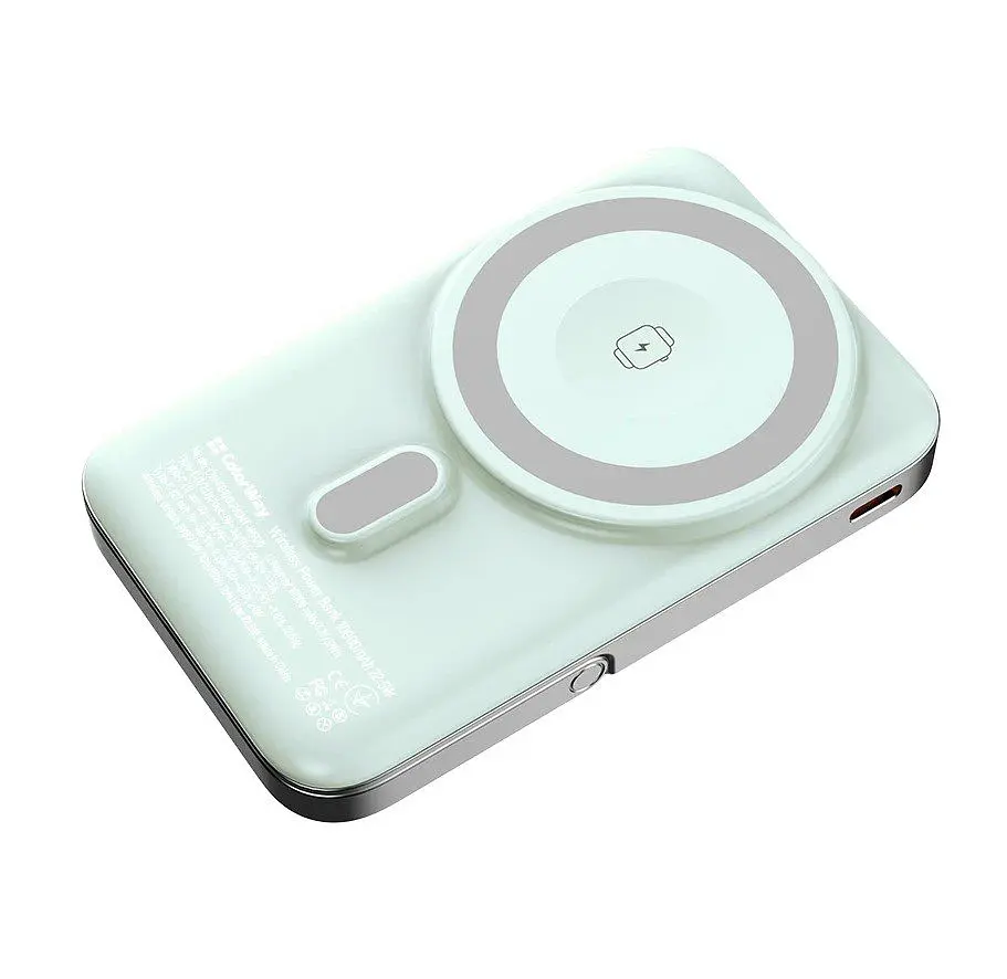 Повербанк Powerbank ColorWay PB-100LPA2MT-WPDD 10000mAh 15W MagSafe Watch (USB-C PD 22.5W) Aquamarine - фото 4