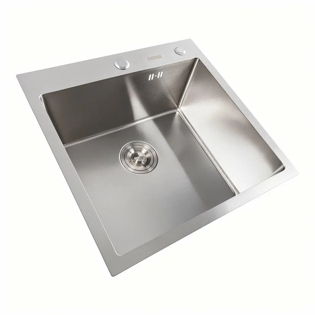 Кухонна мийка Platinum Handmade 50x50 нержавійка (сифон круглий 3.0/0.8) - фото 2