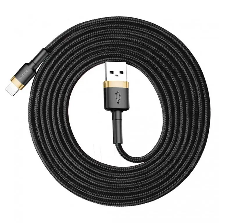 Кабель Baseus Cafule Cable USB For iP 2A 3m Золотистий+Чорний - фото 2