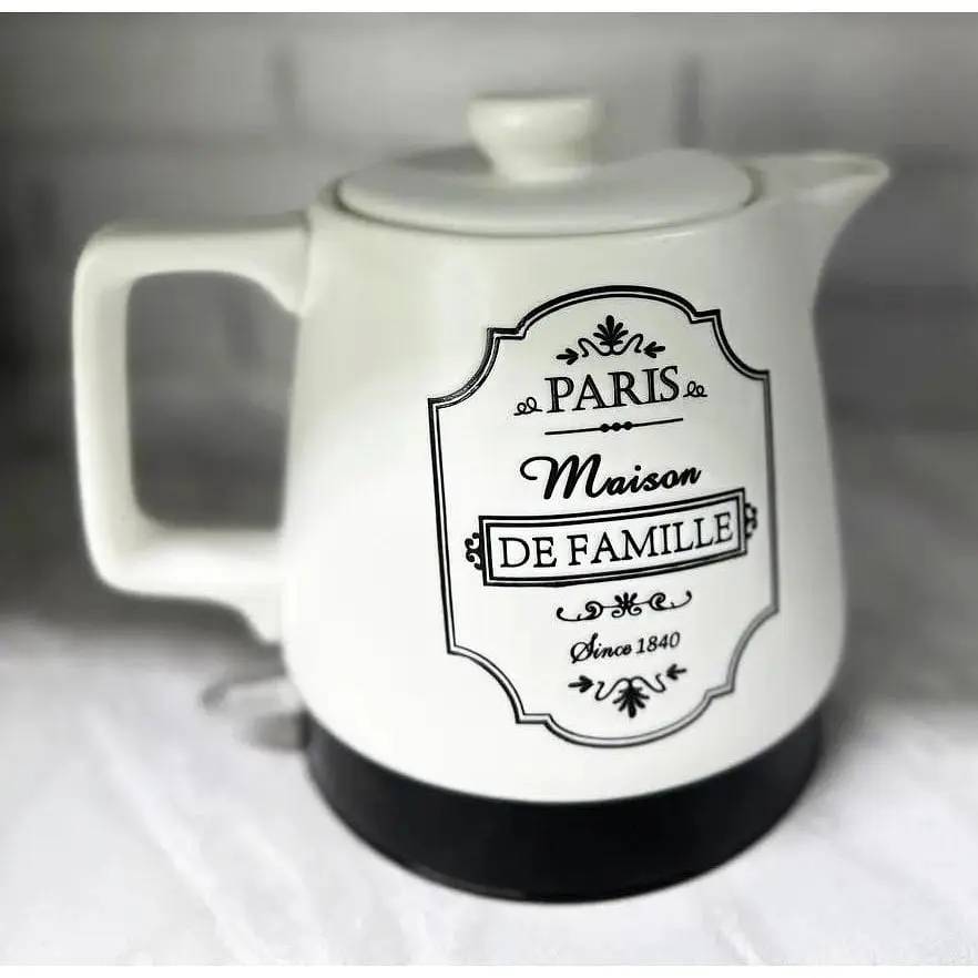 Електрочайник керамічний Maestro MR-072 Paris Maison De Famille 1л 1000 Вт Чорний/Білий - фото 4