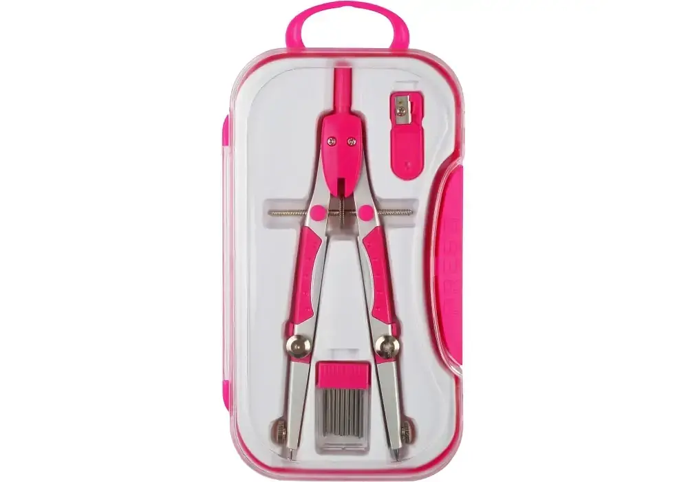 Циркуль Radius, з запасними грифелями та чинкою, Cool For School, рожевий CF81439