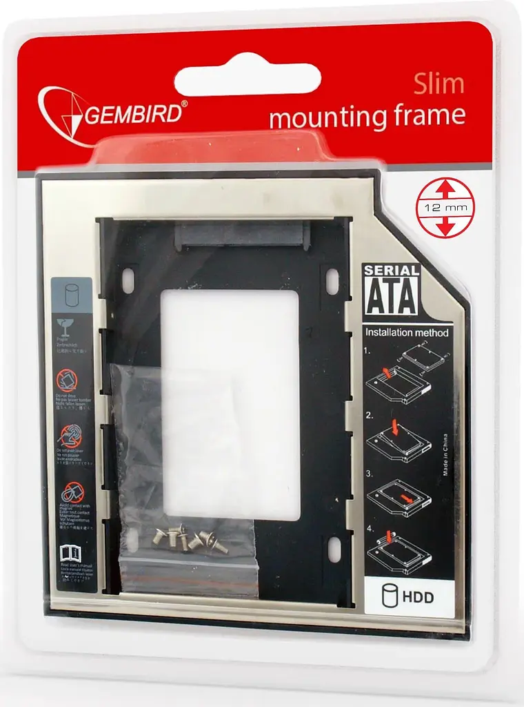 Зовнішня кишеня Gembird HDD 2,5" для ноутбука в отсек CD-ROM MF-95-02 (12.5 мм) (MF-95-02) - фото 5