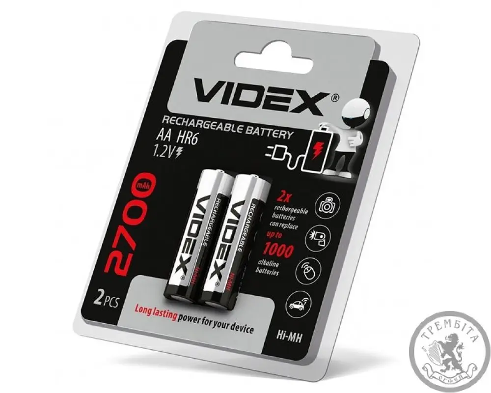 Акумулятори Videx HR6/AA 2700mAh double blister/2шт (20) поштучно