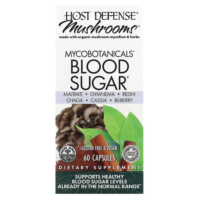 Суміш грибного міцелію та трав Host Defense MycoBotanicals Blood Sugar, 60 капсул для підтримки рівня цукру в крові - фото 2