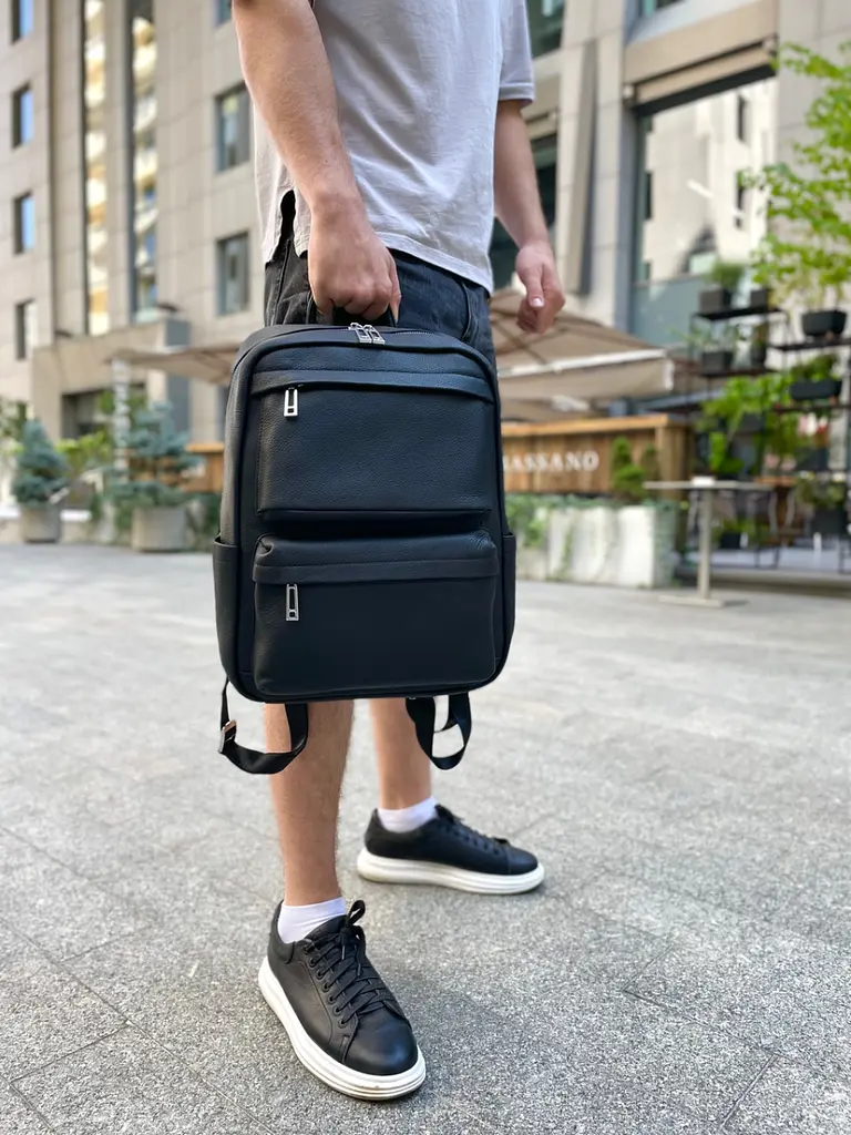 Чоловічий шкіряний рюкзак для ноутбука і подорожей Tiding Bag SB-133863 чорний - фото 8