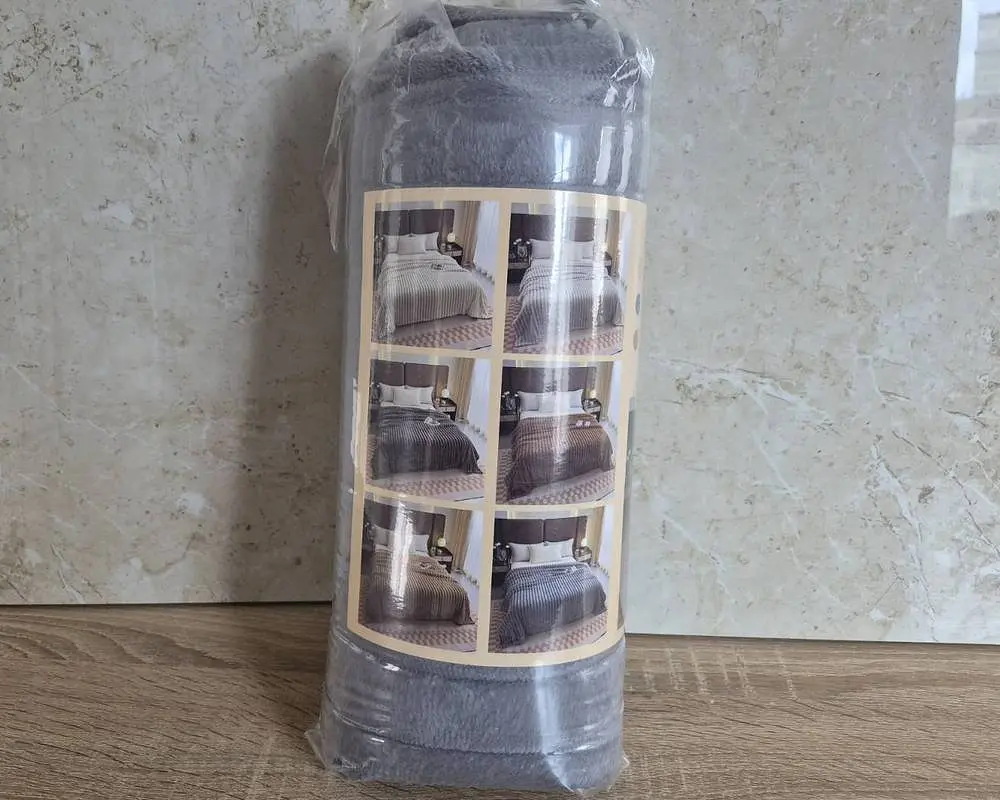 Плед-покривало Koloco королівський шарпей 1-152 смужка 5 см 200х230 сіро-синій - фото 4