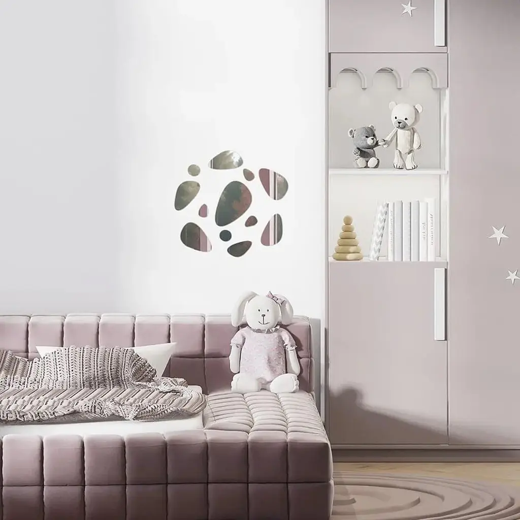 Дзеркальний декор Wall Sticker  SW-00002496 акриловий самоклеючий Камінці 12 шт. срібло - фото 5