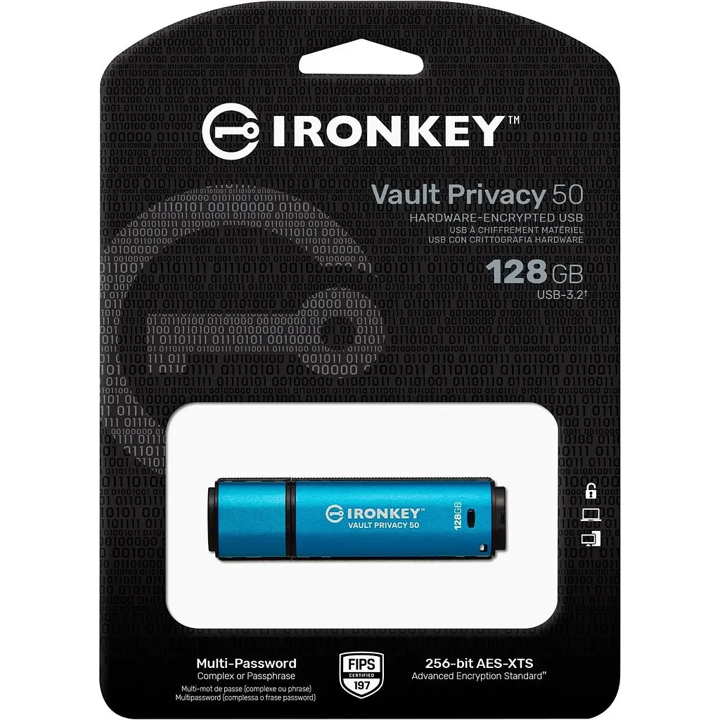 USB флеш-накопитель Kingston IronKey Vault Privacy 50 128GB USB-A 3.2 Gen 1 Blue [IKVP50/128GB] [101532] - фото 5