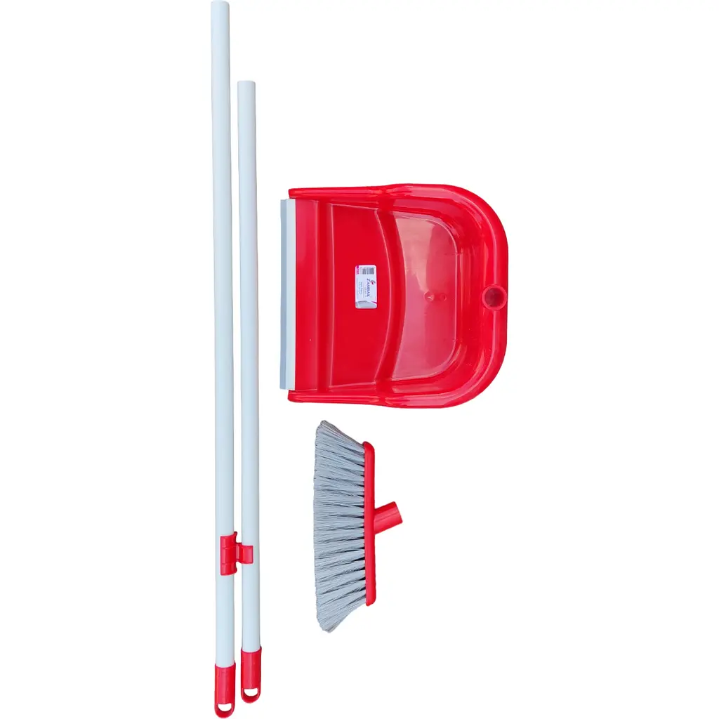 Совок для прибирання Zambak Plastik та щітка з довгими ручками червоний (ZP-165r) - фото 3