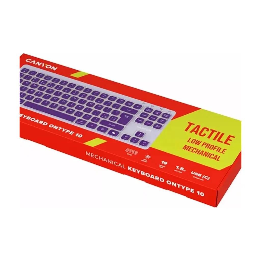 Клавіатура Canyon OnType 10 TKL Mechanical Silent Low-profile USB UA Violet (CNS-HKB10V) - фото 5