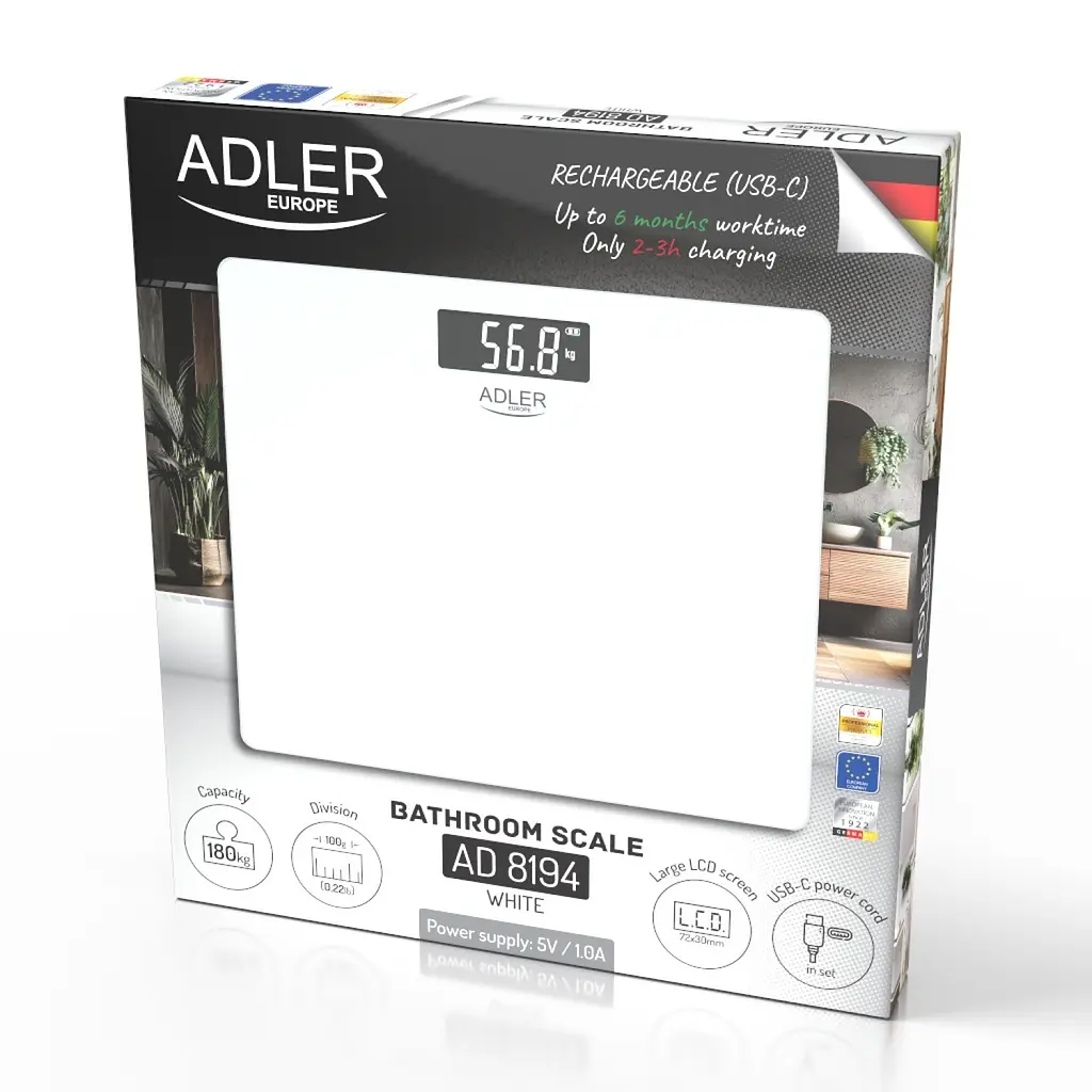 Підлогові ваги Adler AD 8194 white - фото 10