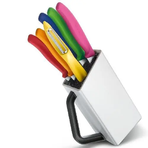 Набір кухонний Victorinox SwissClassic Utility Block 6шт з кольор. ручками з підставкою (5 ножій, овочечистка) - фото 2