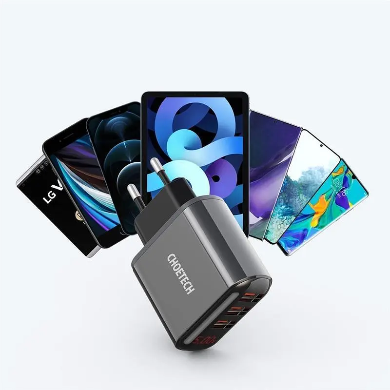 Мережевий зарядний пристрій Choetech (3USBх2.4A) Чорний (Q5009-EU) - фото 3