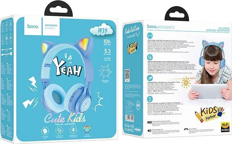 Наушники Hoco W39 Cat Ear Stereo Bluetooth Headphones Blue (779250) [78941] - фото 4