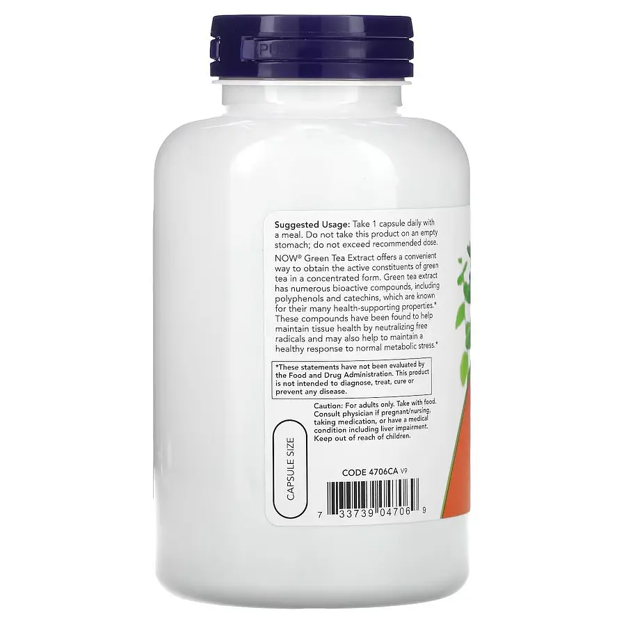 Натуральная добавка NOW Green Tea Extract 400 mg, 250 вегакапсул - фото 3