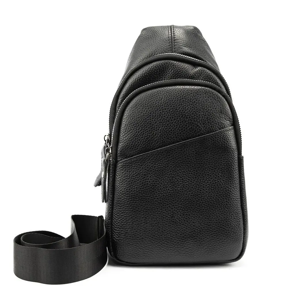 Шкіряна сумка слінг чорна Tiding Bag M56-2552A - фото 3