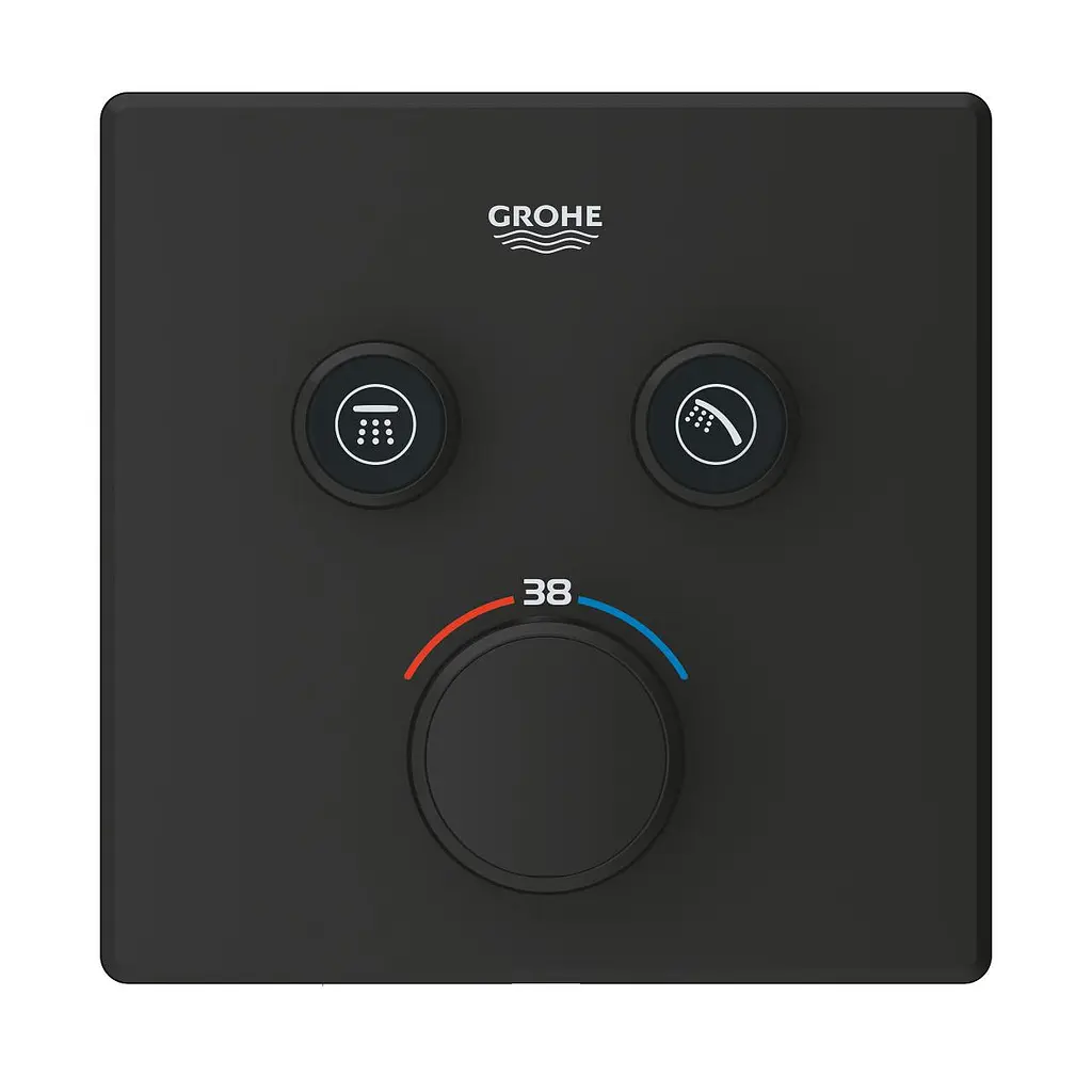 Термостат прихованого монтажу з 2 кнопками управління Grohe Grohtherm SmartControl 102166KF00, Чорний матовий - фото 3