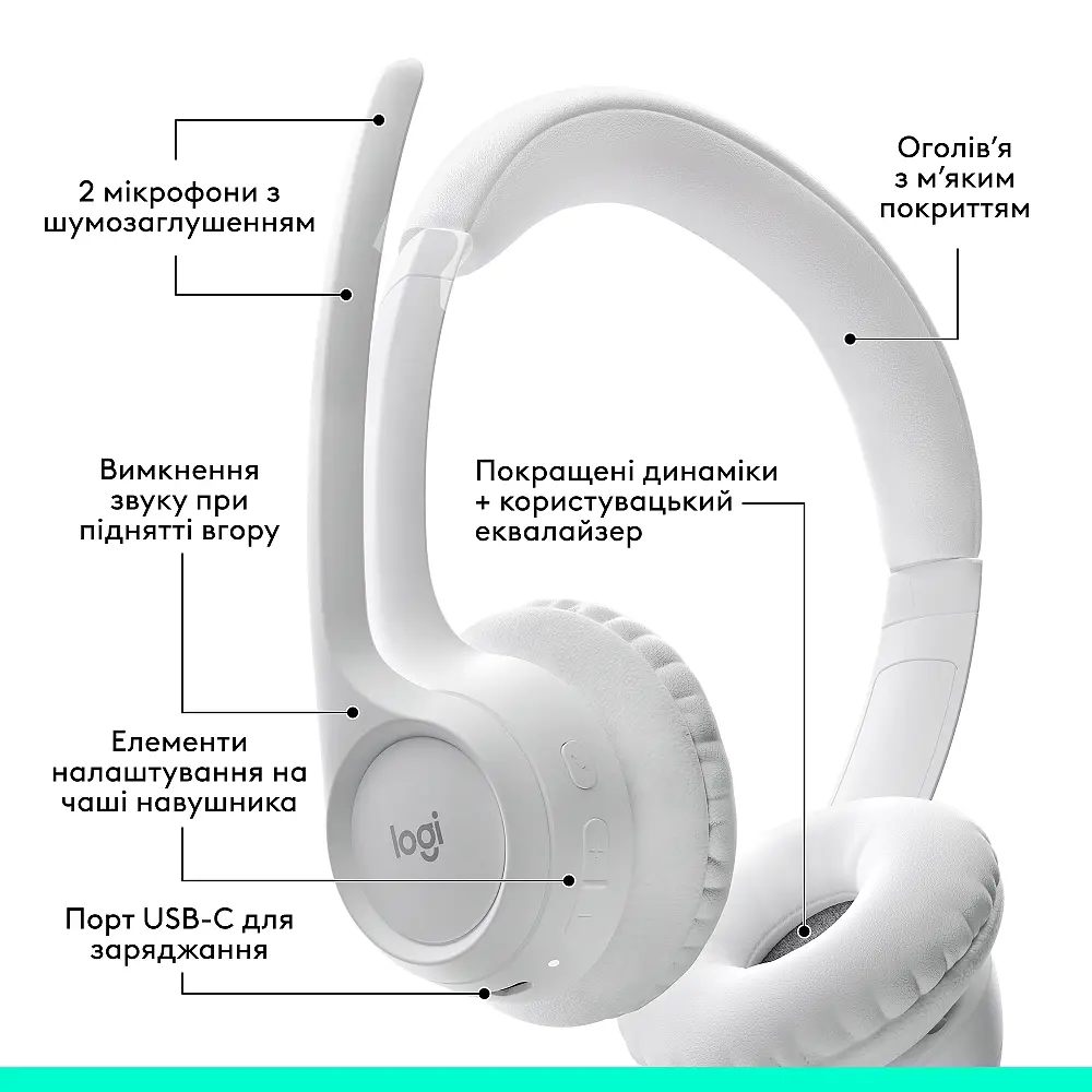 Навушники Zone 300 Wireless Headset BT White (981-001417) Logitech teh0021846 - фото 8