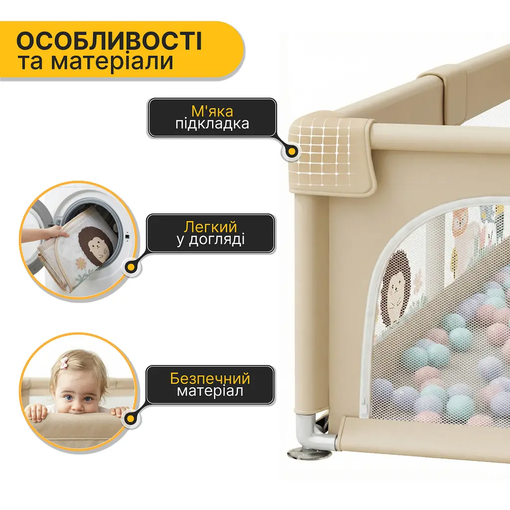 Дитячий манеж LEOBRO "Лісовий Їжачок" 180 x 200 см (LB-1006) - фото 3