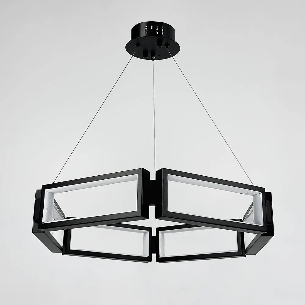 Люстра с черным подвесным кольцом из прямоугольников Ø 60 см | Ст. MJ 235-600 | Line F - фото 3