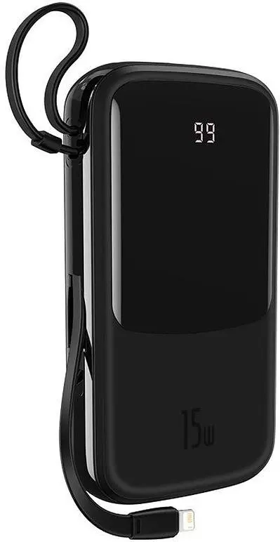 Внешний аккумулятор Baseus PPQD-F01 Qpow 20000 mAh 15w с кабелем iPhone черный - фото 3