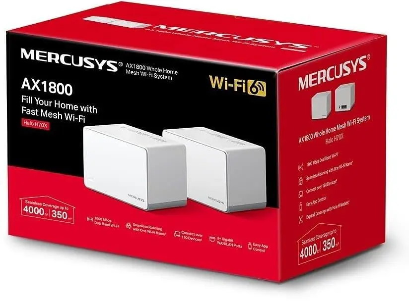MESH-система Mercusys mesh Halo H70X AX1800 2pcs White 802.11ax (Halo H70X(2-pack)) - фото 3