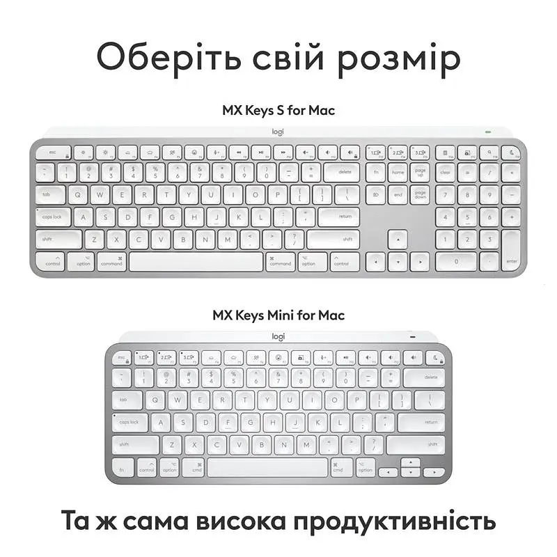 Клавiатура бездротова Logitech MX Keys S for Mac Pale Grey (920-011638) - фото 6