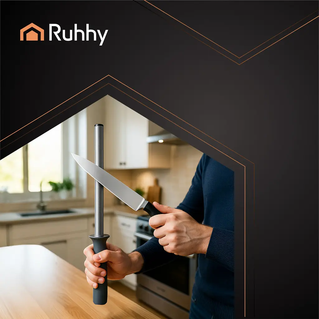 Мусат для ножів Ruhhy 26153, алмазний кухонний мусат для заточування ножів, 43 см, точилка для кухонних ножів, сірий - фото 2