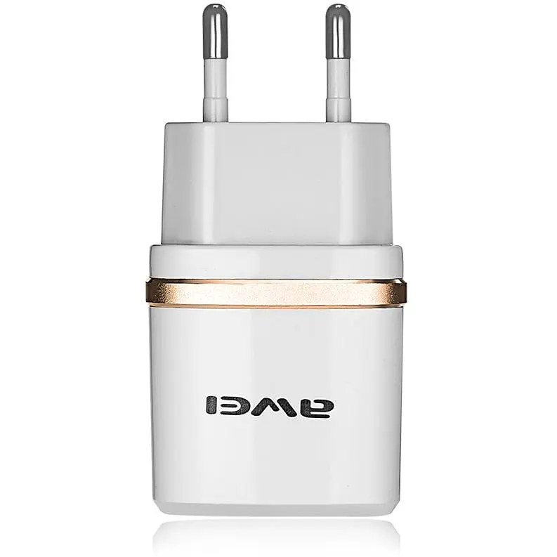 Сетевое зарядное устройство AWEI C-930 Travel charger 2USB 2.1A White/Silver - фото 2