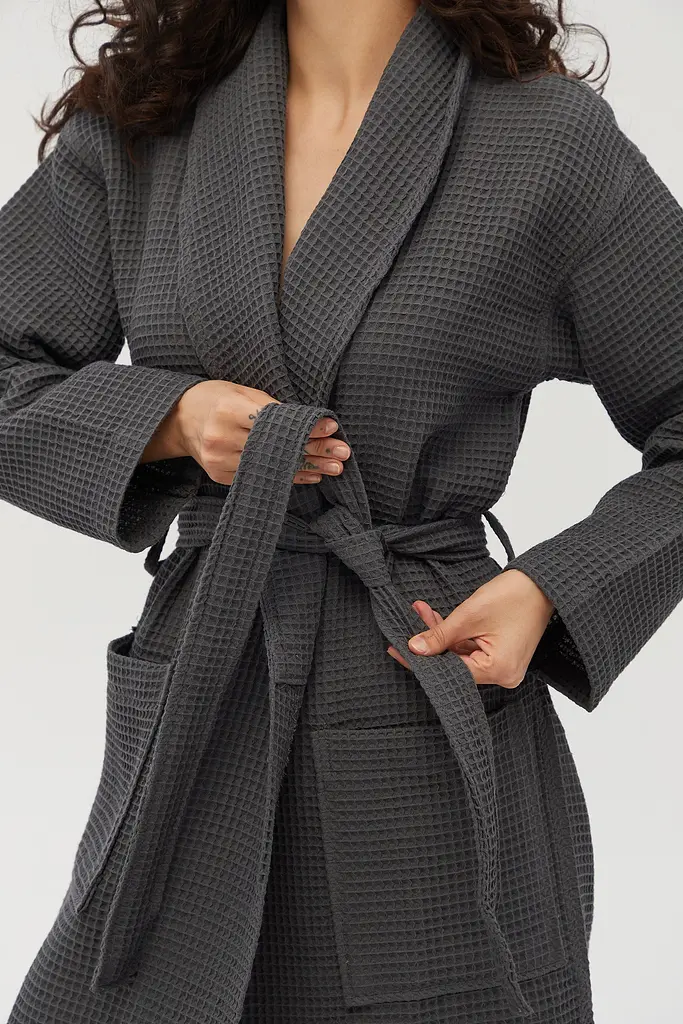 Халат Lotus Home - Waffle antrasit 4XL - фото 4