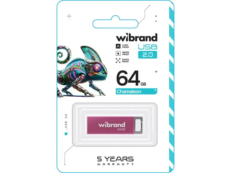 Флешка Wibrand 64 GB Chameleon Pink USB 2.0 (WI2.0/CH64U6P) - фото 2