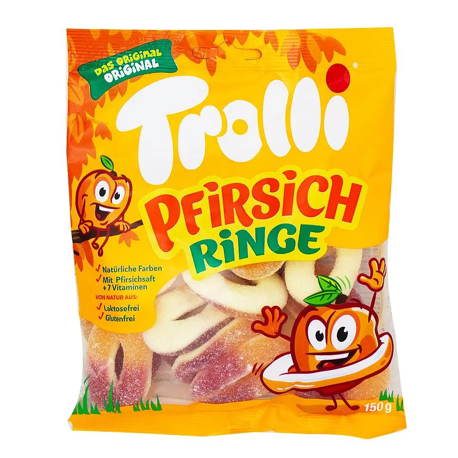 Желейные конфеты Trolli Peach Rings со вкусом персика 150 г (4000512463436)