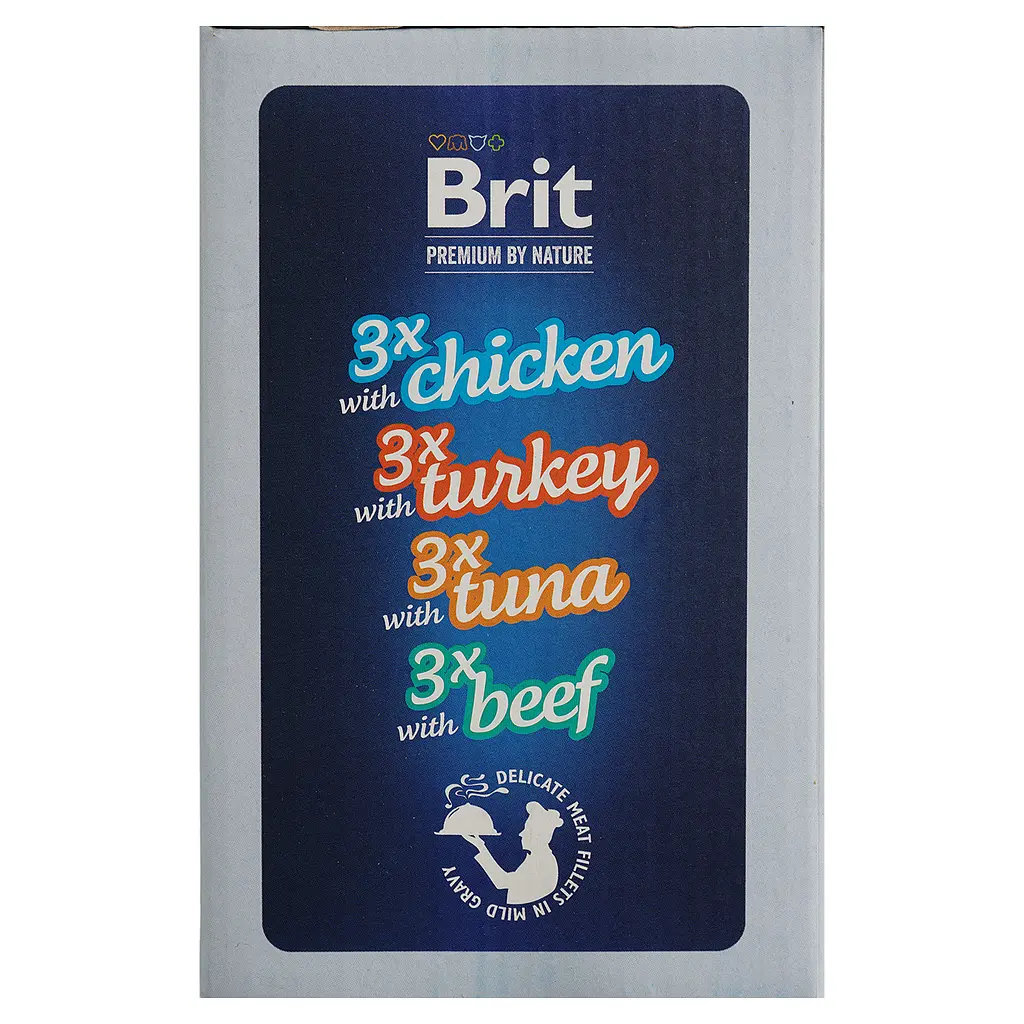 Вологий корм для котів Brit Premium Delicate Fillets in Gravy Family Plate Сімейна тарілка в соусі 1020 г (12 x 85 г) - фото 3