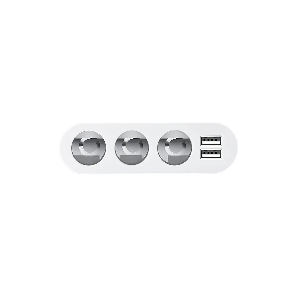 Зарядний пристрій HOCO 2xUSB 10.5 Вт + 3 автомобільні розетки, сріблястий (6957531050896) - фото 3