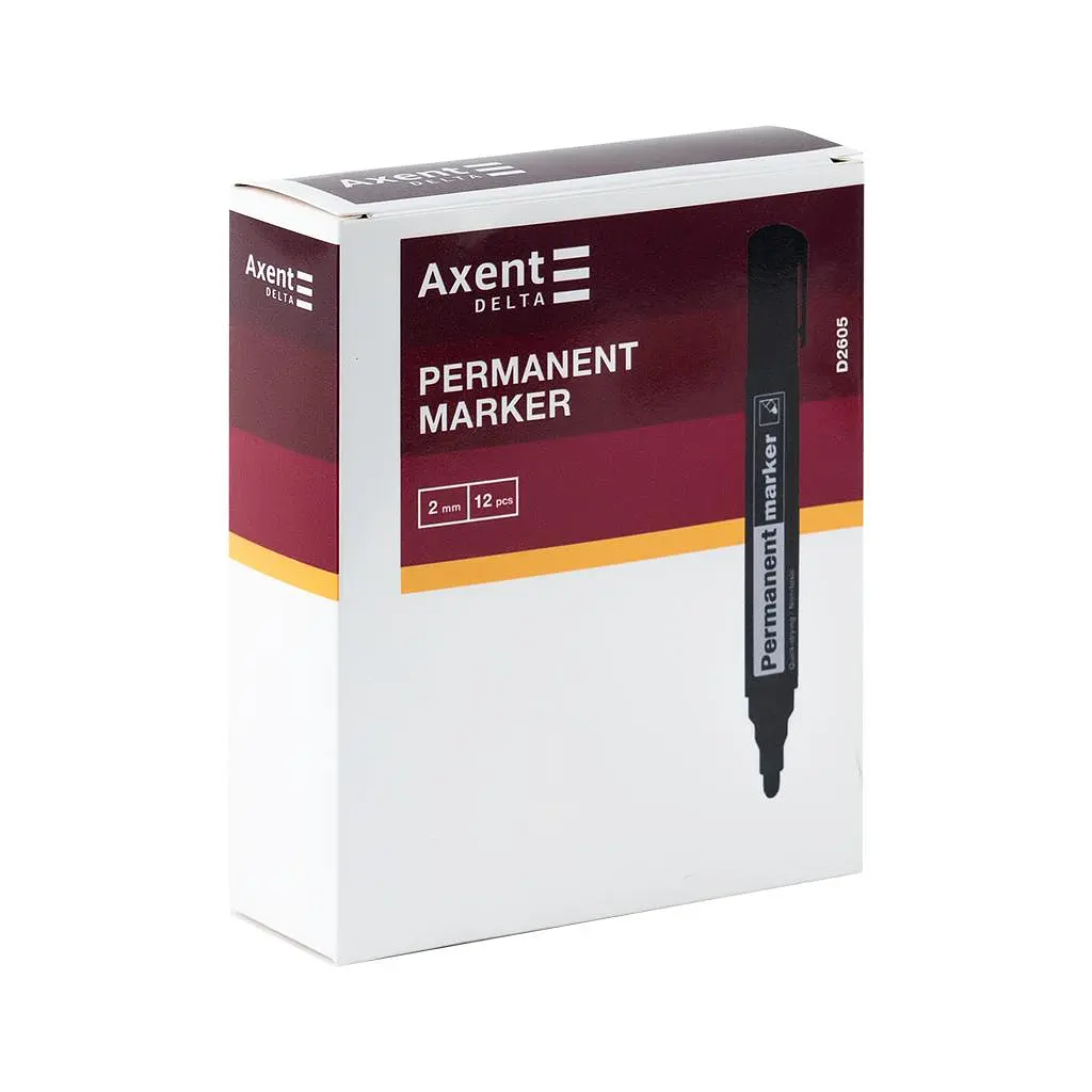 Маркер Axent Permanent D2605, 2 мм круглий, чорний (D2605-01) - фото 2